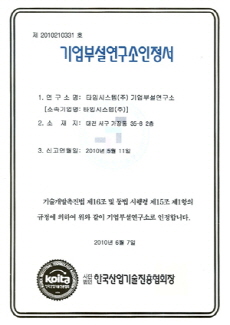 certificate of company affiliated Institute